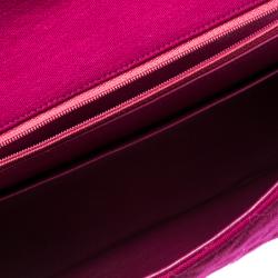 Pre Owned Chanel Magenta Quilted Jersey Medium Classic Single Flap Bag