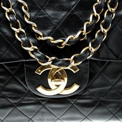 Pre Owned Chanel Black Quilted Leather Maxi Classic Single Flap Bag