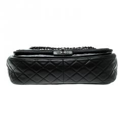 Pre Owned Chanel Black Quilted Patent Leather Classic Flap Bag