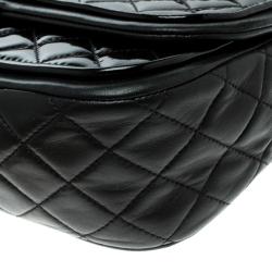 Pre Owned Chanel Black Quilted Patent Leather Classic Flap Bag