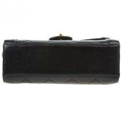 Pre Owned Chanel Black Lambskin Square Flap Bag