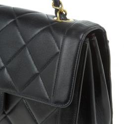 Pre Owned Chanel Black Lambskin Square Flap Bag