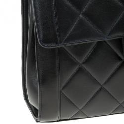 Pre Owned Chanel Black Lambskin Square Flap Bag