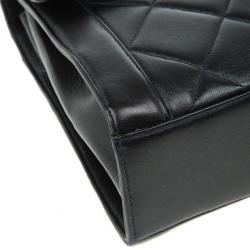 Pre Owned Chanel Black Lambskin Square Flap Bag