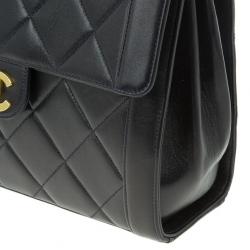 Pre Owned Chanel Black Lambskin Square Flap Bag