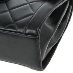 Pre Owned Chanel Black Lambskin Square Flap Bag