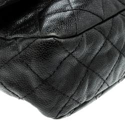 مملوكة مسبقًا حقيبة شانيل إيزي فلاب جلد كافيار أسود مبطن كبيرة