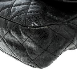 مملوكة مسبقًا حقيبة شانيل إيزي فلاب جلد كافيار أسود مبطن كبيرة