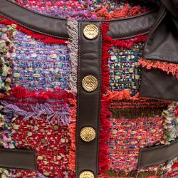 مملوكة مسبقًا حقيبة شانيل غيرل كبيرة جلد وشراشيب تويد متعددة الألوان/ كاكية