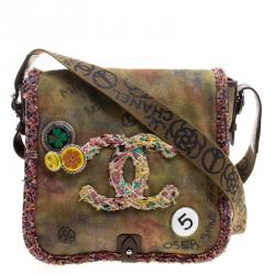 CHANEL 'Peace and Love' Shoulder Bag in Khaki Canvas at 1stDibs  chanel  peace sign bag, make fashion not war chanel bag, chanel make fashion not  war bag