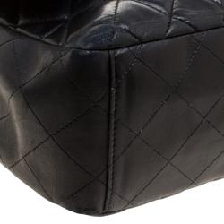 Pre Owned حقيبة شانيل ماكسي كلاسيك جلد مبطن بقلاب مزدوج سوداء