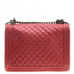 Pre Owned حقيبة شانيل بوي جلد رصاصي مبطن كبيرة