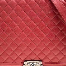 Pre Owned حقيبة شانيل بوي جلد رصاصي مبطن كبيرة