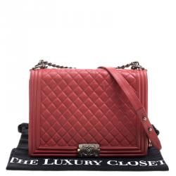 Pre Owned حقيبة شانيل بوي جلد رصاصي مبطن كبيرة