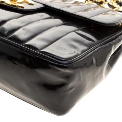 مملوكة مسبقًا Chanel Black Vertical Quilted Patent Leather XL Jumbo Classic Flap Bag