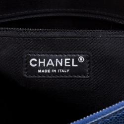 Pre Owned Chanel Blue Quilted Caviar Leather Large Easy Flap Bag