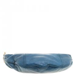 Pre Owned Chanel Teal Blue Leather CC Ring Hobo