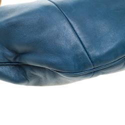Pre Owned Chanel Teal Blue Leather CC Ring Hobo