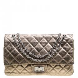 Pre Owned Chanel Silver Quilted Leather Reissue 2.55 Classic 227 Flap Bag