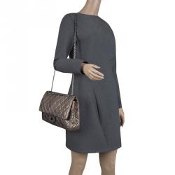 Pre Owned Chanel Silver Quilted Leather Reissue 2.55 Classic 227 Flap Bag