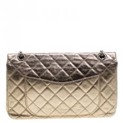 Pre Owned Chanel Silver Quilted Leather Reissue 2.55 Classic 227 Flap Bag
