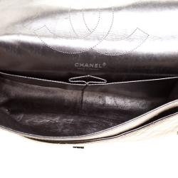 Pre Owned Chanel Silver Quilted Leather Reissue 2.55 Classic 227 Flap Bag