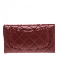 Chanel Red Quilted Leather Classic Flap Wallet