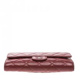 Chanel Red Quilted Leather Classic Flap Wallet