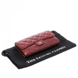 Chanel Red Quilted Leather Classic Flap Wallet