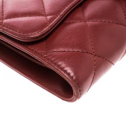 Chanel Red Quilted Leather Classic Flap Wallet