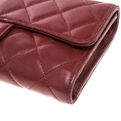 Chanel Red Quilted Leather Classic Flap Wallet