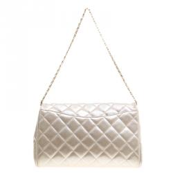 Pre Owned حقيبة شانيل قلاب كلاسيكي جلد مبطنة هذبية فاتحة