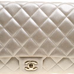 Pre Owned حقيبة شانيل قلاب كلاسيكي جلد مبطنة هذبية فاتحة