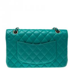 Chanel Green Quilted Caviar Leather Medium Classic Double Flap Bag