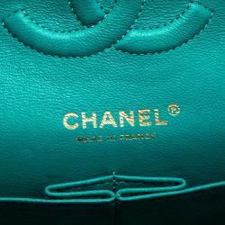 Chanel Green Quilted Caviar Leather Medium Classic Double Flap Bag