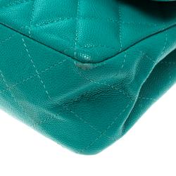 Chanel Green Quilted Caviar Leather Medium Classic Double Flap Bag