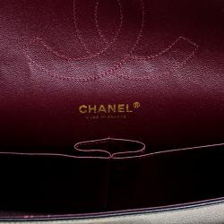 Pre Owned حقيبة شانيل جامبو كلاسيك جلد أسود مبطن بقلاب مزدوج