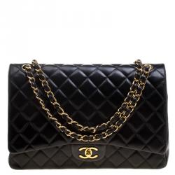 مملوكة مسبقًا Chanel Black Quilted Leather Maxi Classic Double Flap Bag