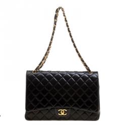 مملوكة مسبقًا Chanel Black Quilted Leather Maxi Classic Double Flap Bag