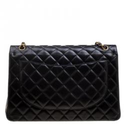 مملوكة مسبقًا Chanel Black Quilted Leather Maxi Classic Double Flap Bag