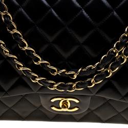 مملوكة مسبقًا Chanel Black Quilted Leather Maxi Classic Double Flap Bag