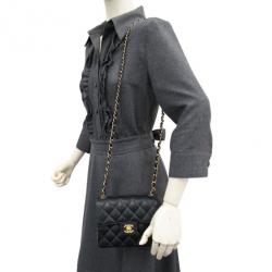 Pre Owned Chanel Black Mini Caviar Single Flap Shoulder Bag