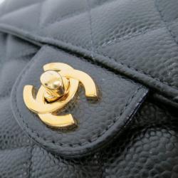Pre Owned Chanel Black Mini Caviar Single Flap Shoulder Bag