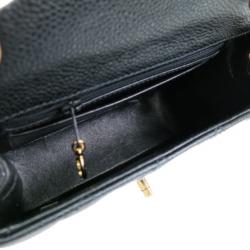 Pre Owned Chanel Black Mini Caviar Single Flap Shoulder Bag