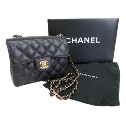 Pre Owned Chanel Black Mini Caviar Single Flap Shoulder Bag