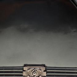 مملوكة مسبقًا Chanel Grey Patent Leather Large Boy Flap Bag