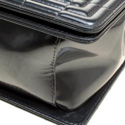 مملوكة مسبقًا Chanel Grey Patent Leather Large Boy Flap Bag
