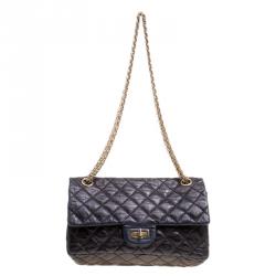 Pre Owned Chanel Black Quilted Leather Reissue Double Gusset Flap Bag