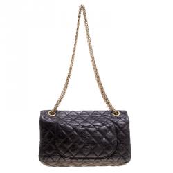 Pre Owned Chanel Black Quilted Leather Reissue Double Gusset Flap Bag