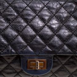 Pre Owned Chanel Black Quilted Leather Reissue Double Gusset Flap Bag